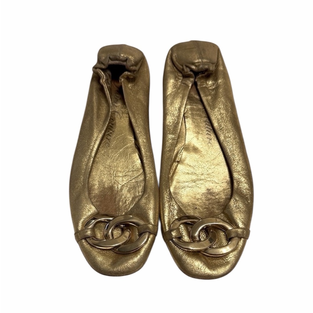 Juicy Couture Gold Buckle Leather Women's Flats